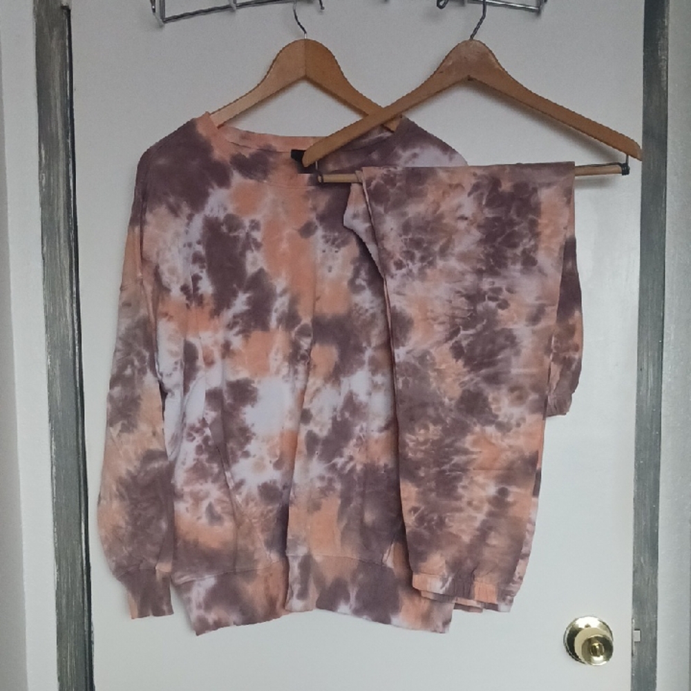 A-R 33 Orange And Brown Tye Dye 2 Piece Sweats